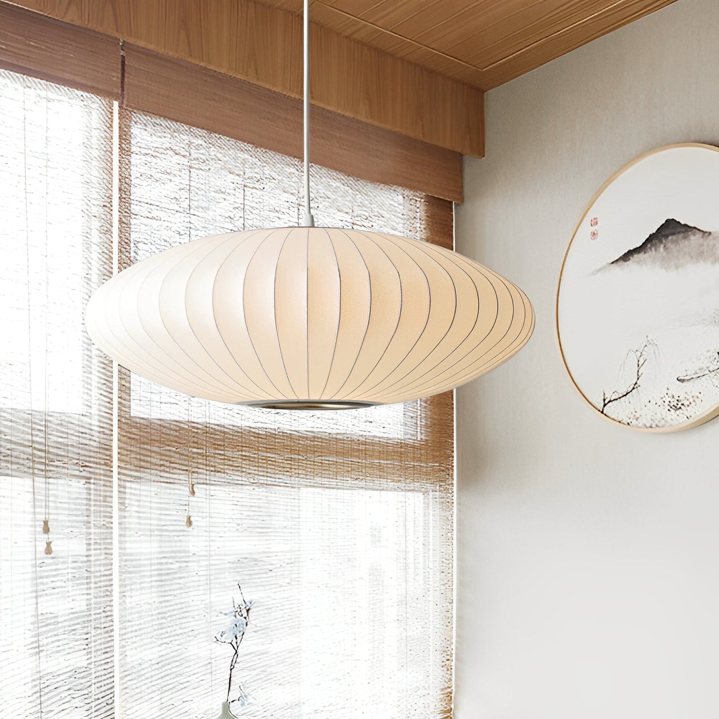 Soluna – Moderne Hängelampe aus Stoff in Weiß