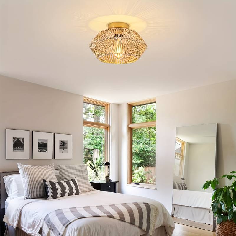 EthnoGlow – Boho-Chic Plafonnier mit handgewebtem Muster