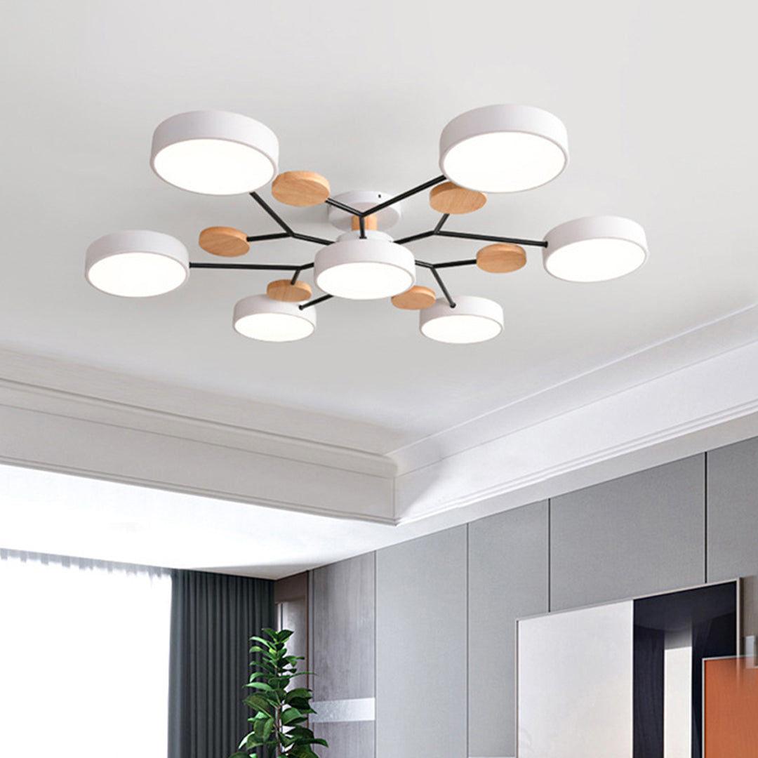 Lina – Kunstvolle Deckenlampe aus Metall und Holz