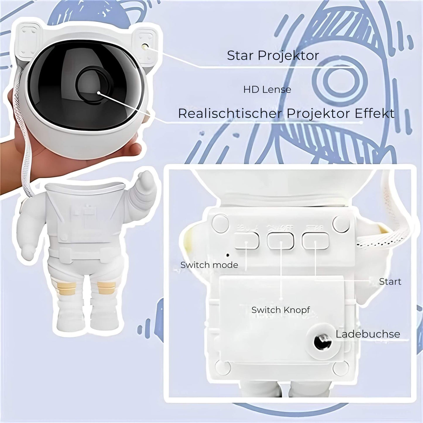 Astronaut-Sternenprojektor – Magische Galaxie-Lichtshow für Kinder & Erwachsene