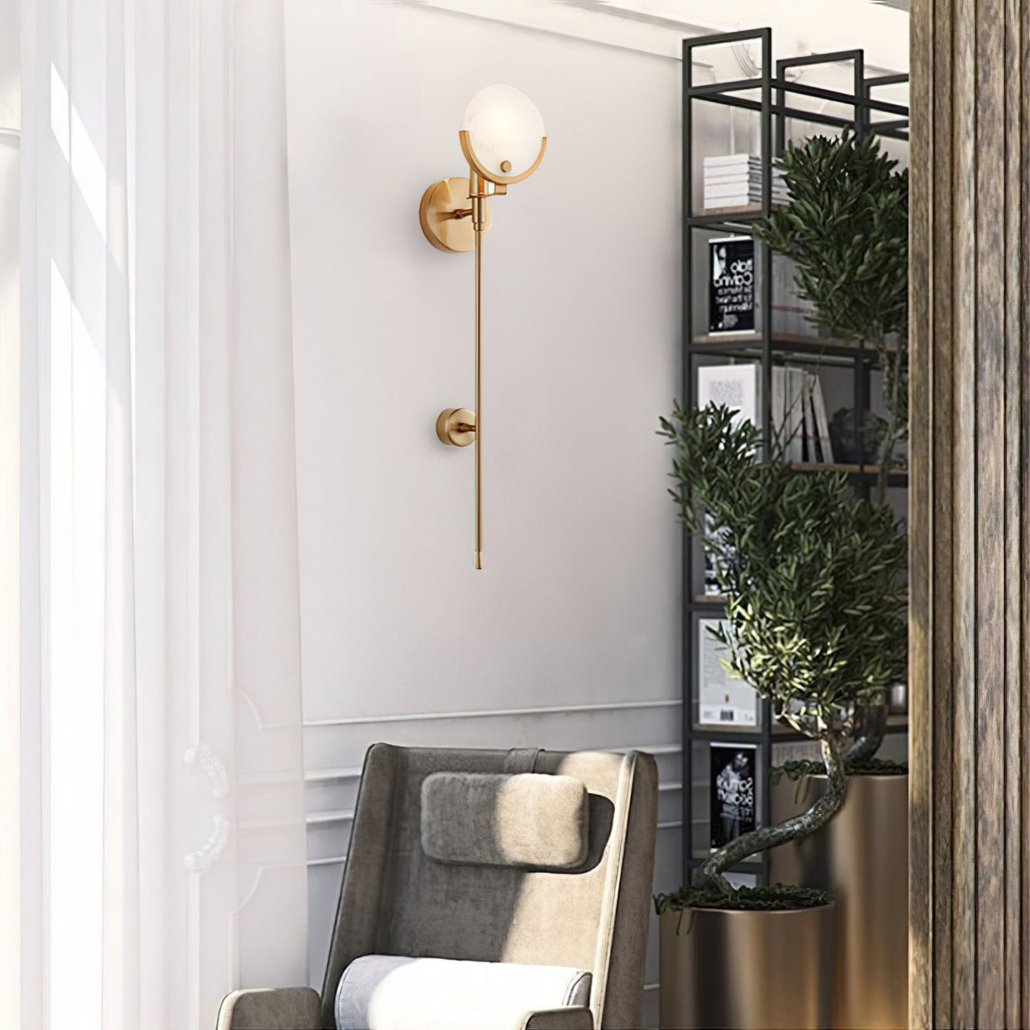 Kristy – Messing-Wandlampe aus Alabaster
