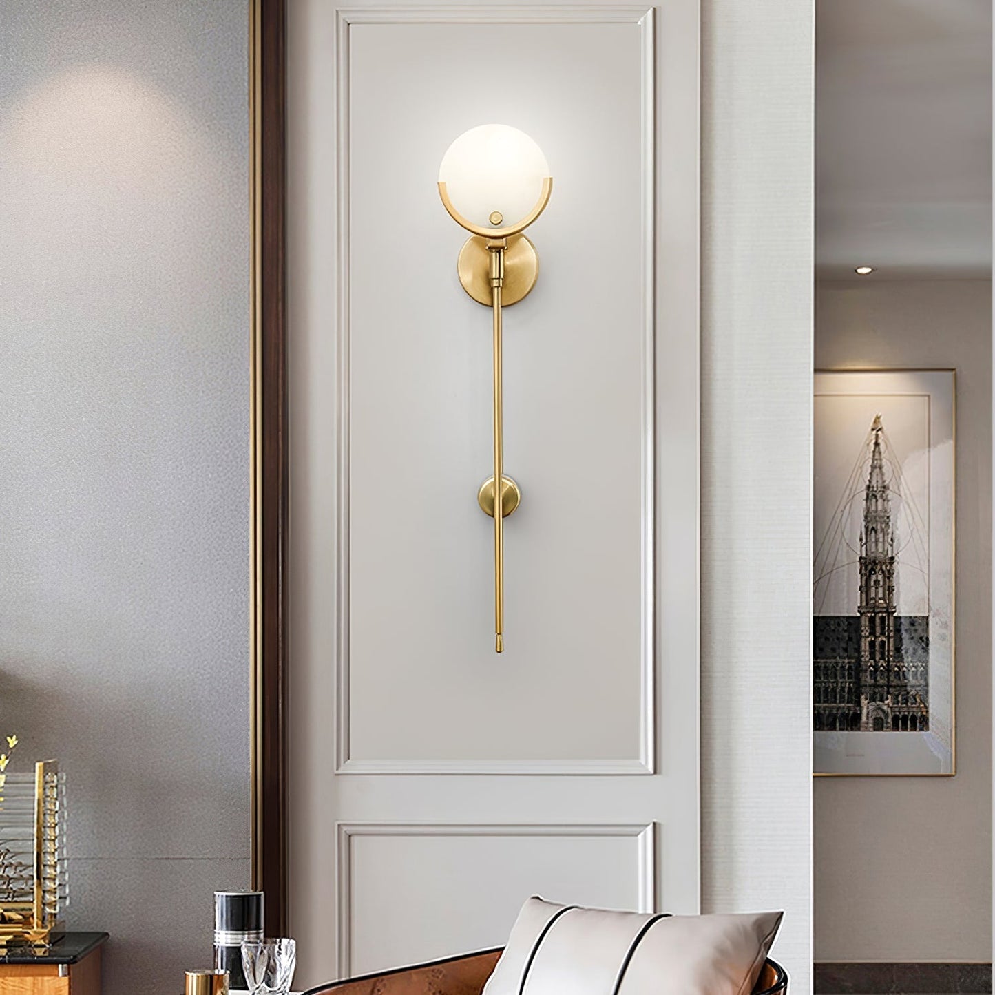 Kristy – Messing-Wandlampe aus Alabaster