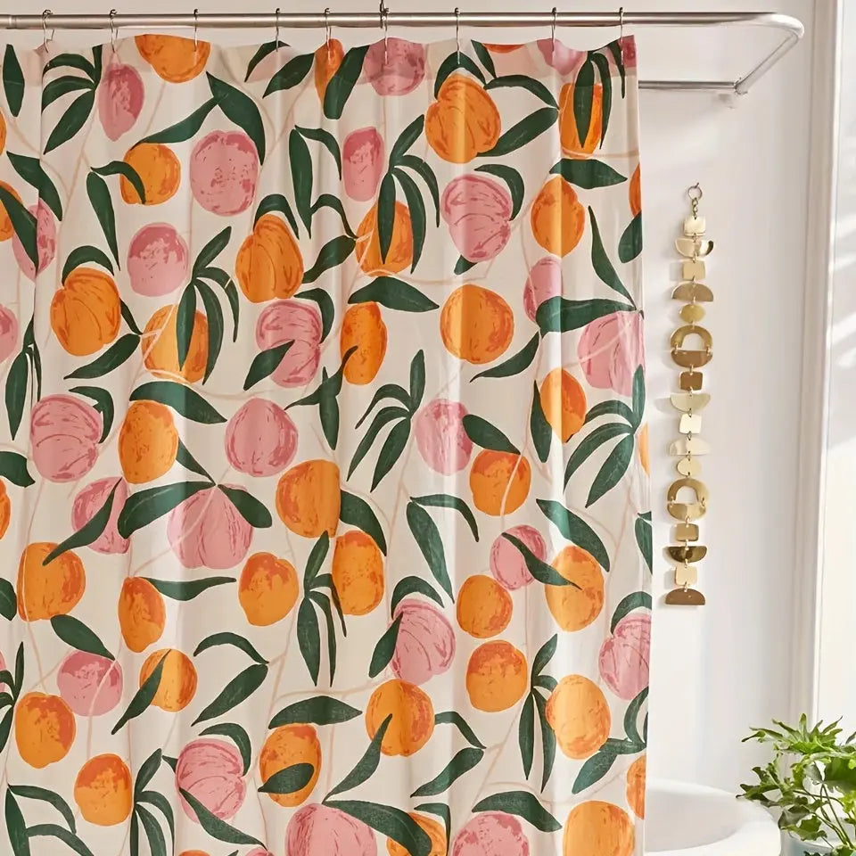 PfirsichFall – Verspielter Duschvorhang mit fruchtigem Design