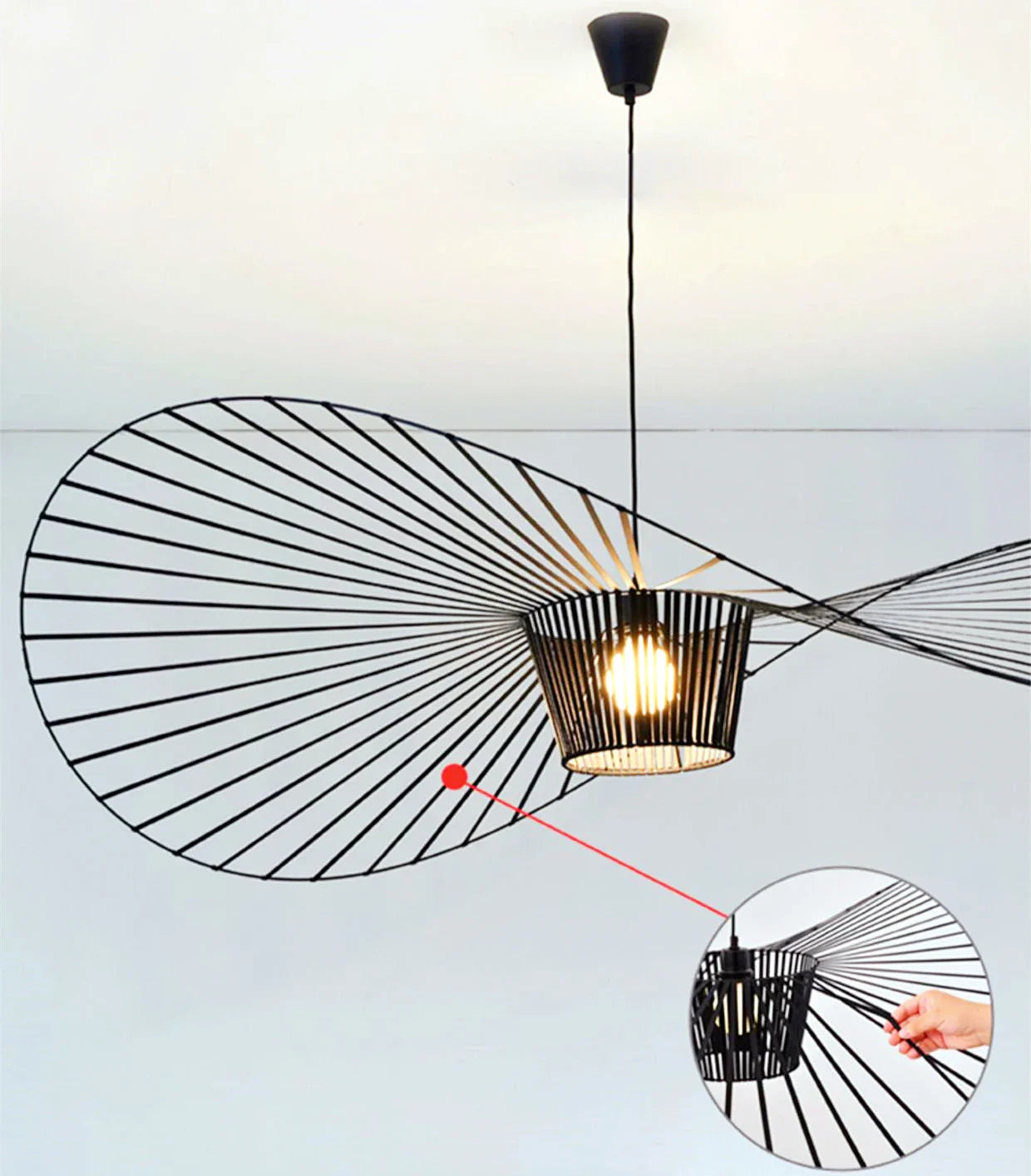 Kronleuchter in Strohhutform für Wohnzimmer
