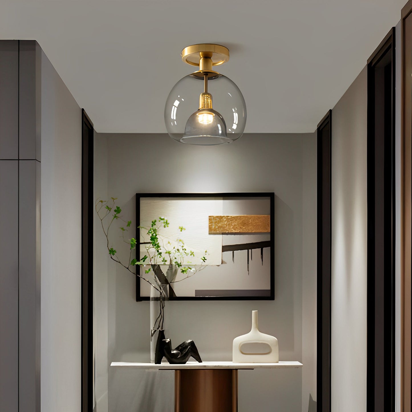 Glayra – Moderne Lampe für die Decke mit grauem Glas für Flur und Wohnbereich