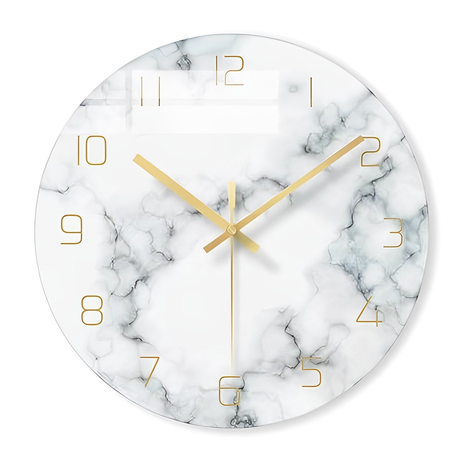 Marbela – Glas-Wanduhr im nordischen Stil mit Marmorlook