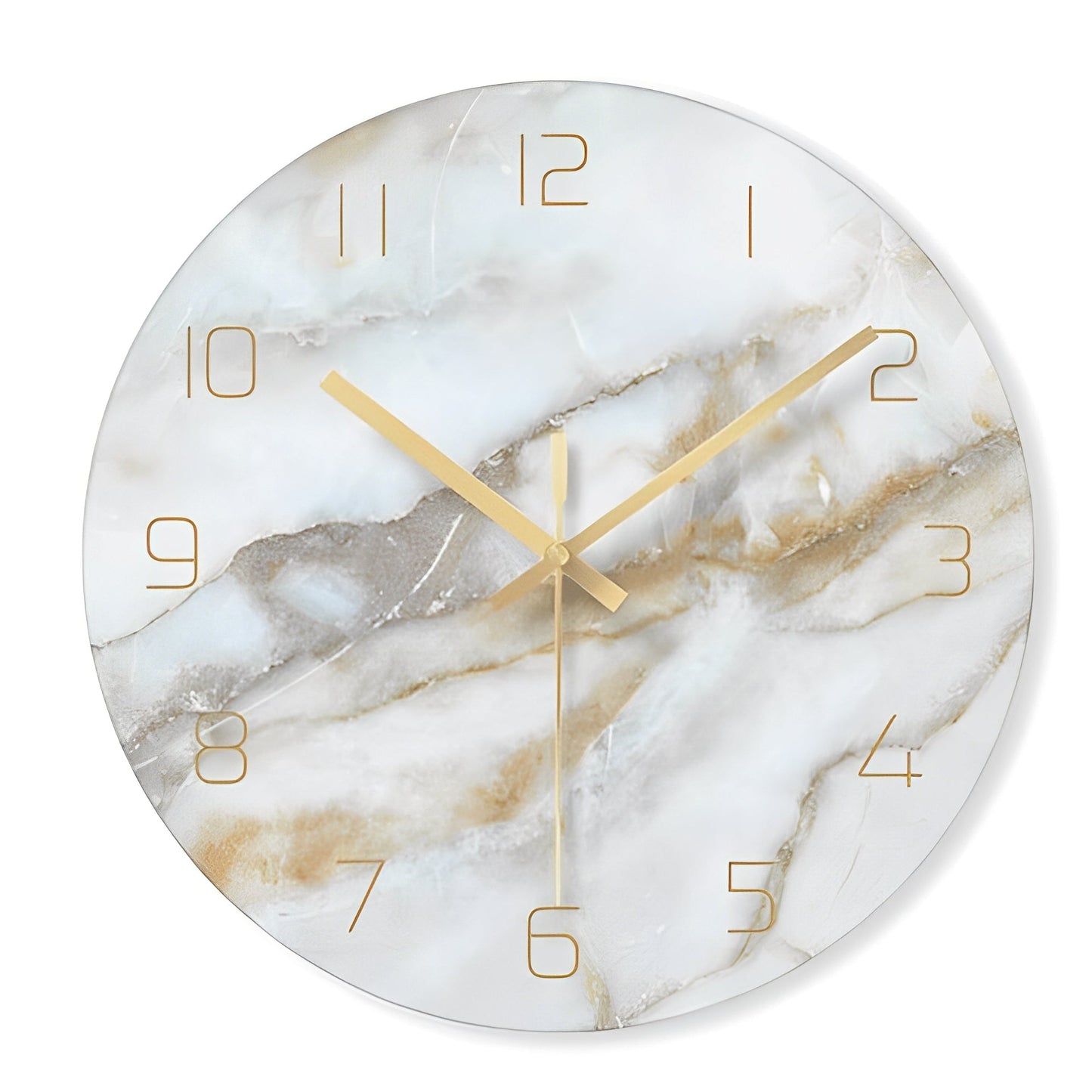 Marbela – Glas-Wanduhr im nordischen Stil mit Marmorlook