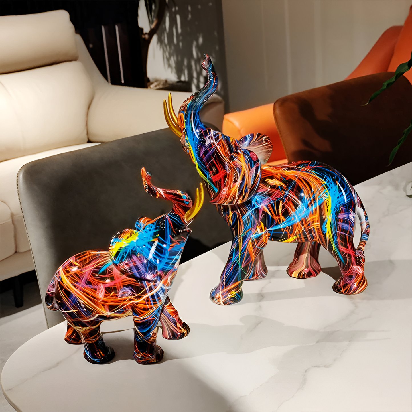 ColorPhant – Abstrakte Elefantenstatue in lebendiger Multicolor-Optik