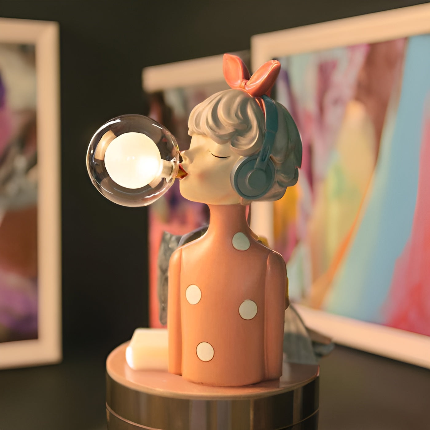Charmante Bubble Girl Nachttischlampe