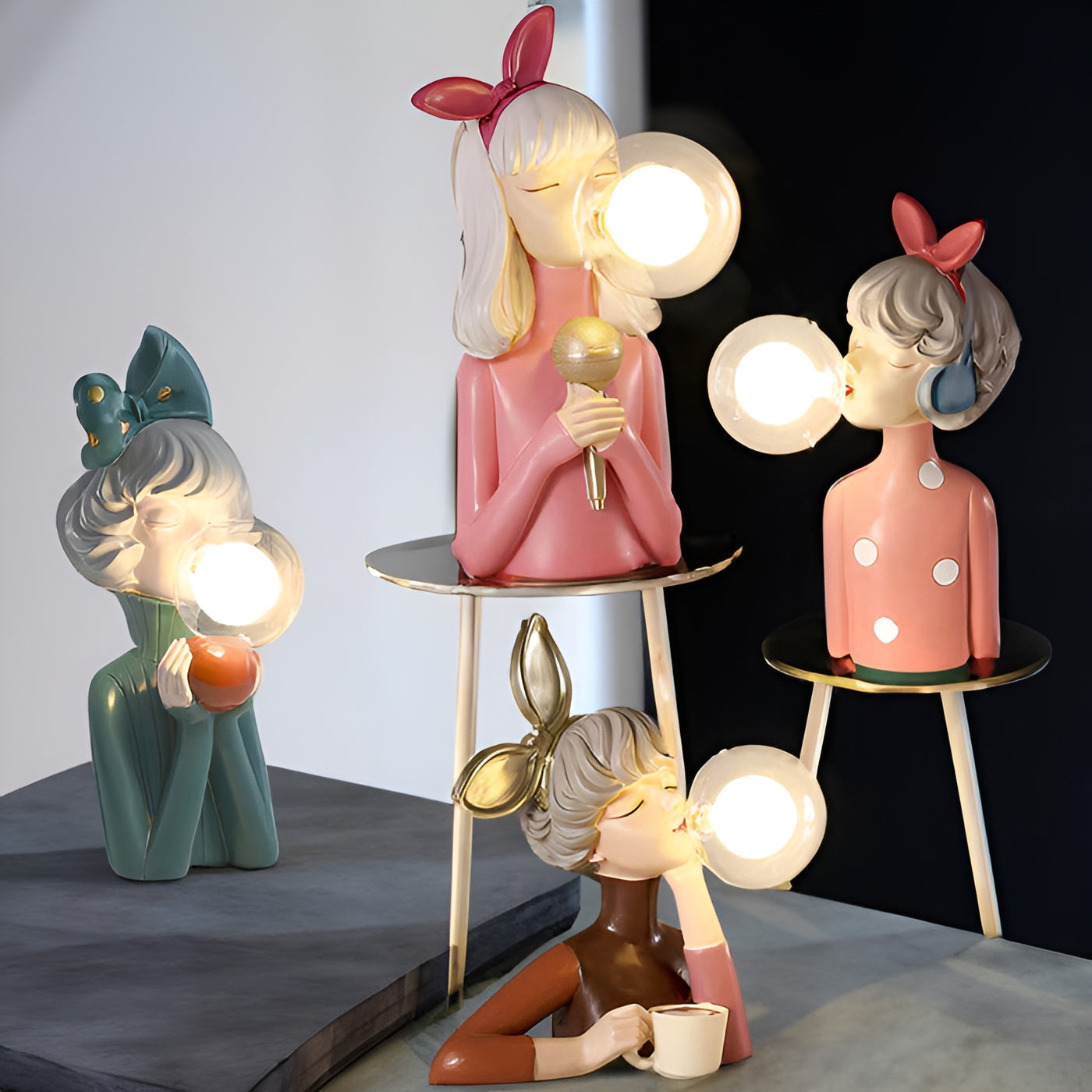 Charmante Bubble Girl Nachttischlampe