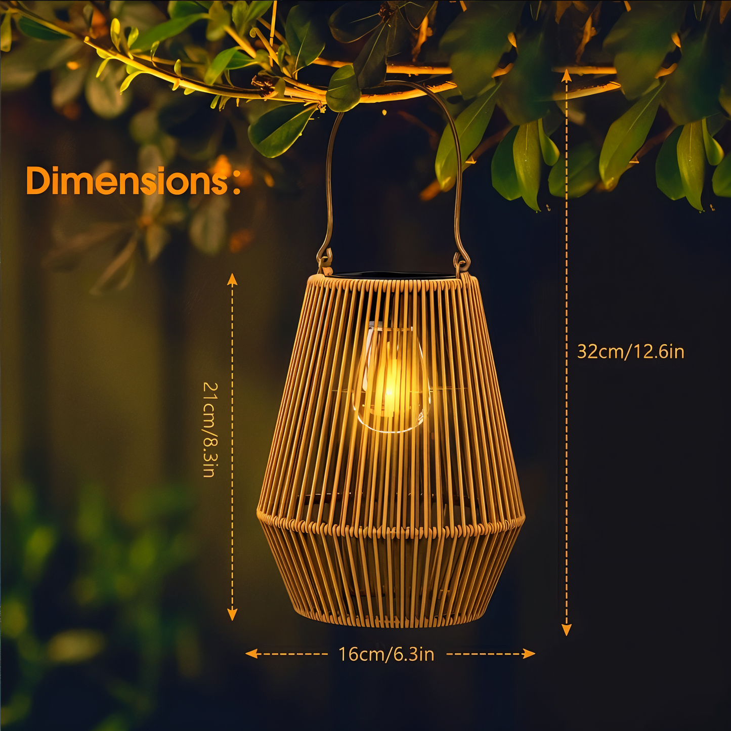 SolarWeave Laterne – Rattan-Bambus Optik