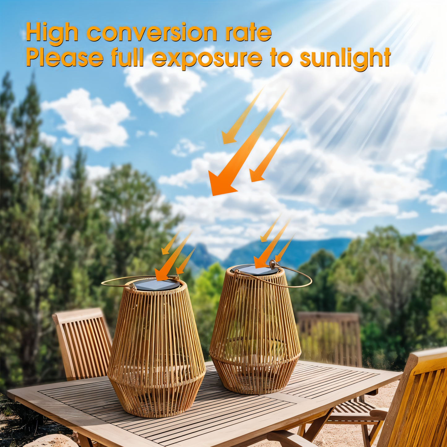 SolarWeave Laterne – Rattan-Bambus Optik