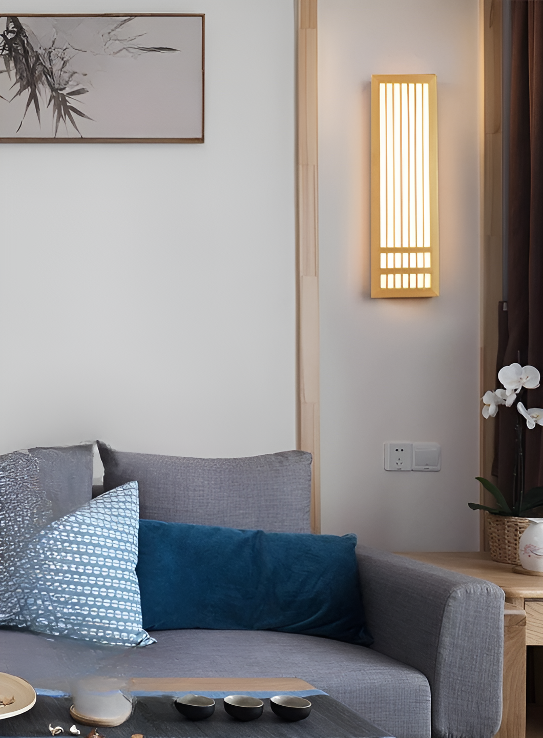 JapandiGlow – Wandlampe aus Holz & Acryl im modernen Japandi-Stil
