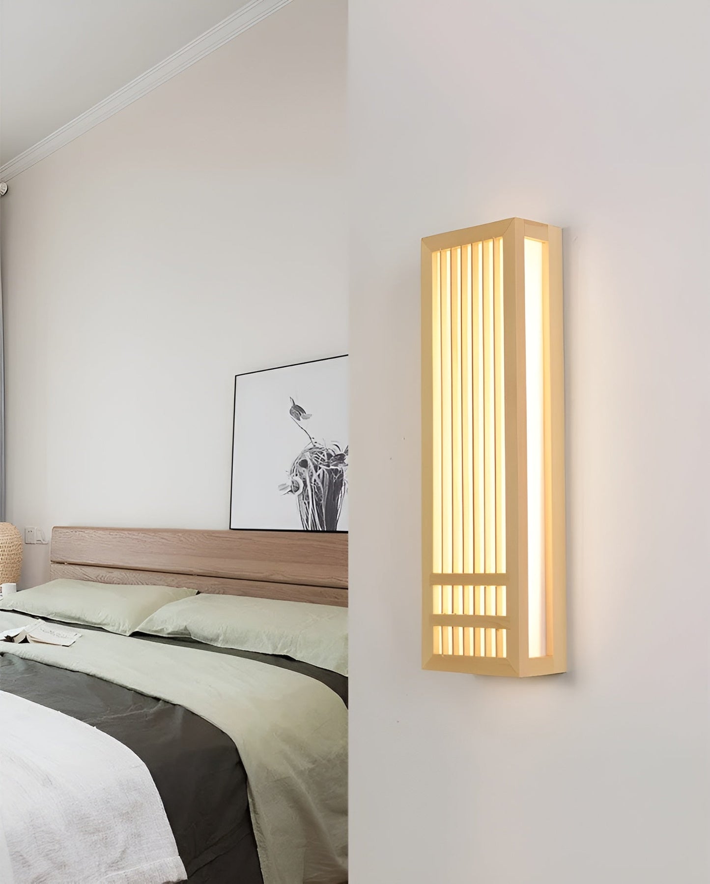 JapandiGlow – Wandlampe aus Holz & Acryl im modernen Japandi-Stil