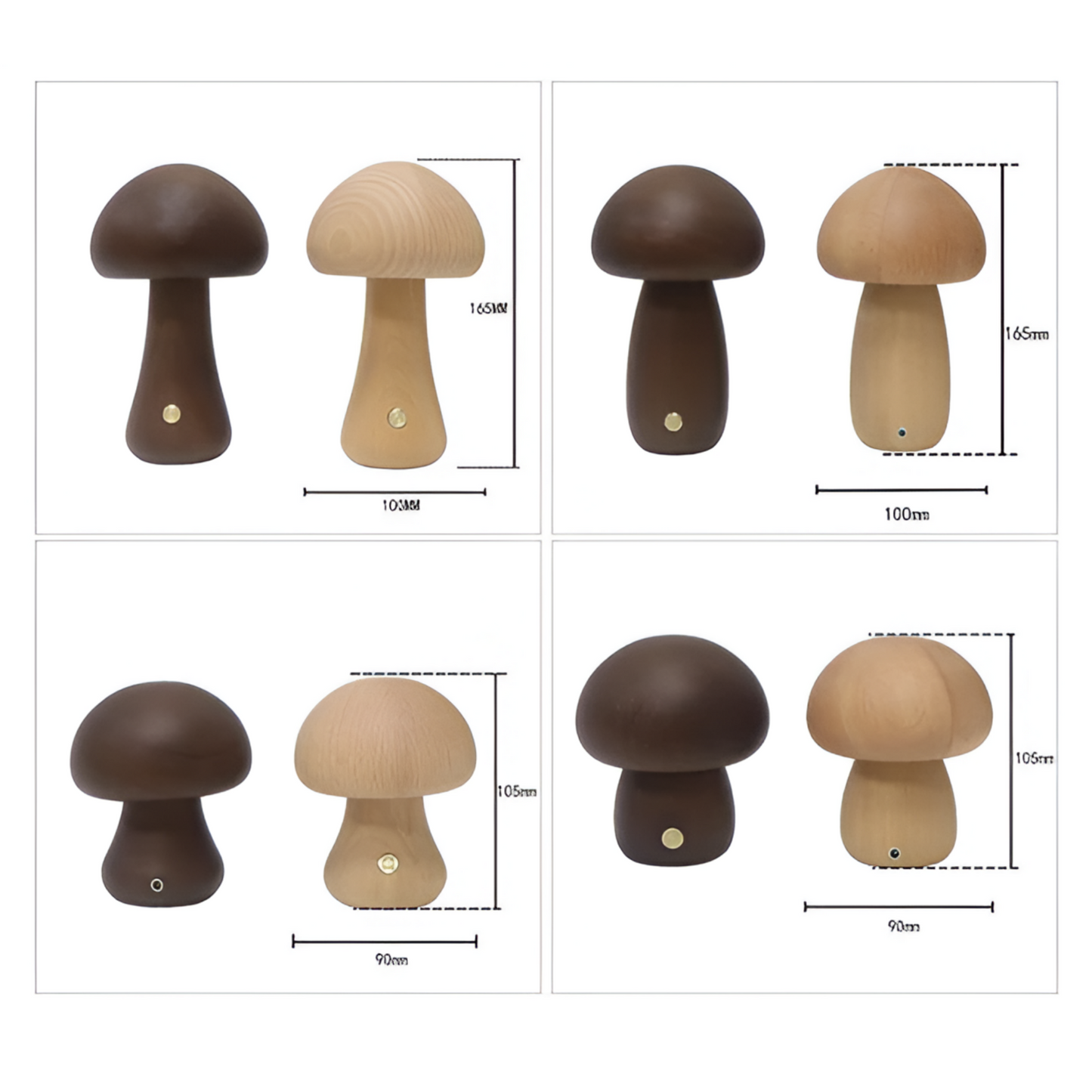 Lampe Mit Berührungsschalter Aus Holz Im Pilz-Stil