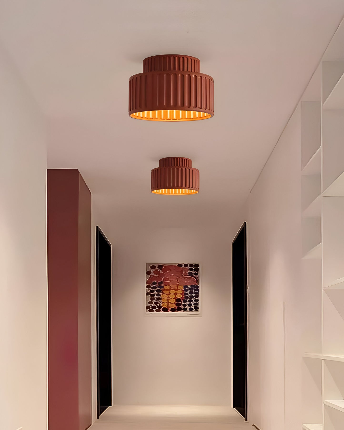 PureRib Deckenlampe – Gerippte Harz-Leuchte in mattem Weiß