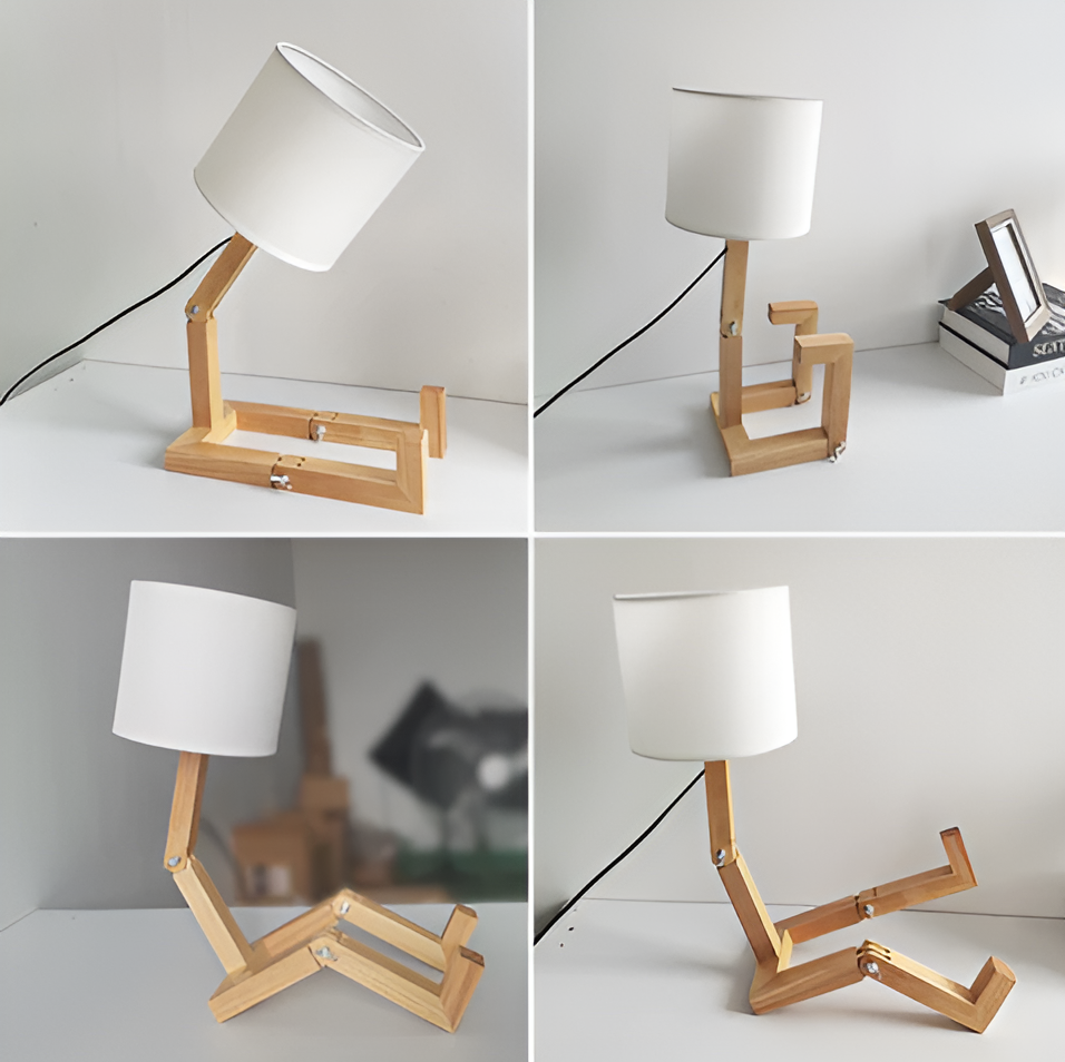 Robot Light – Tischlampe mit flexiblem Holzsockel