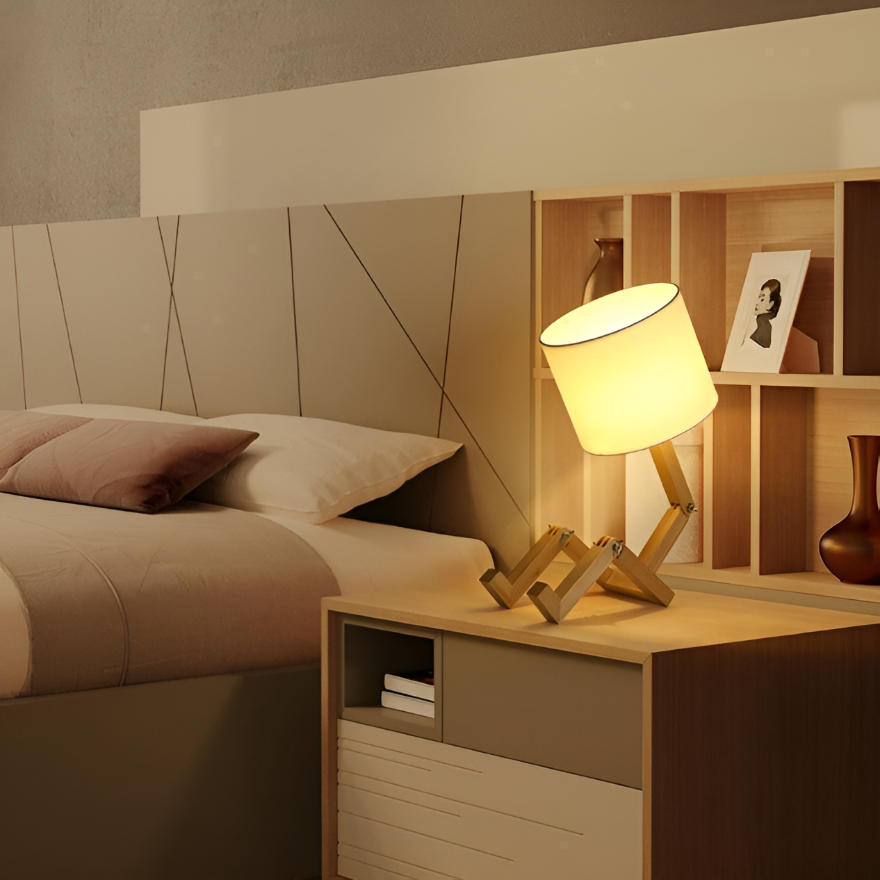 Robot Light – Tischlampe mit flexiblem Holzsockel