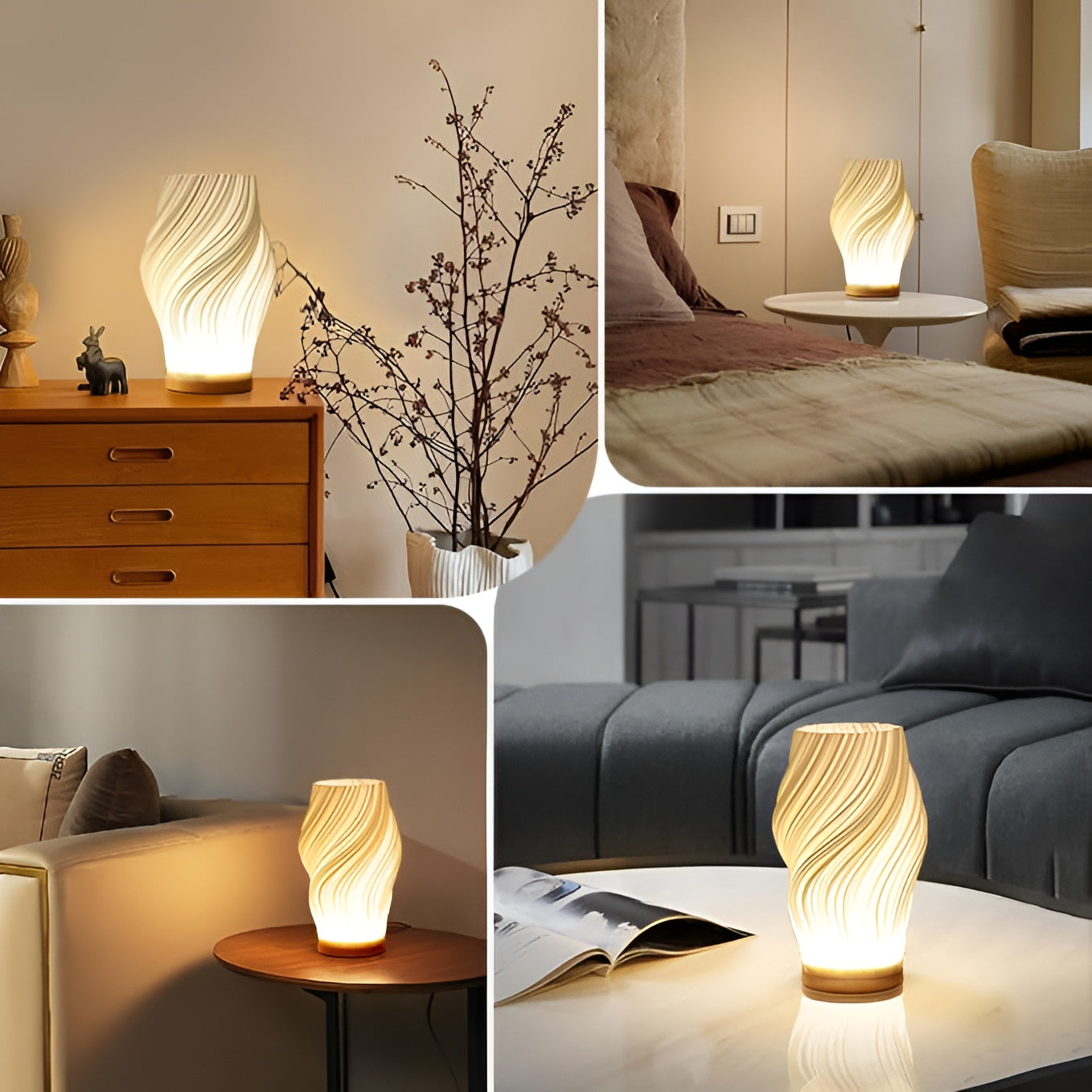 WaveGlow Tischlampe – 3D-Wellenoptik