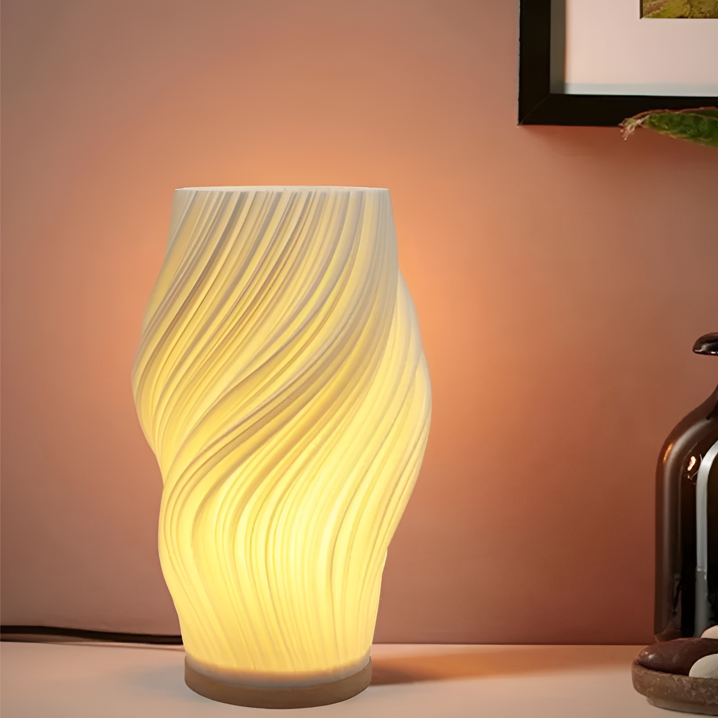 WaveGlow Tischlampe – 3D-Wellenoptik
