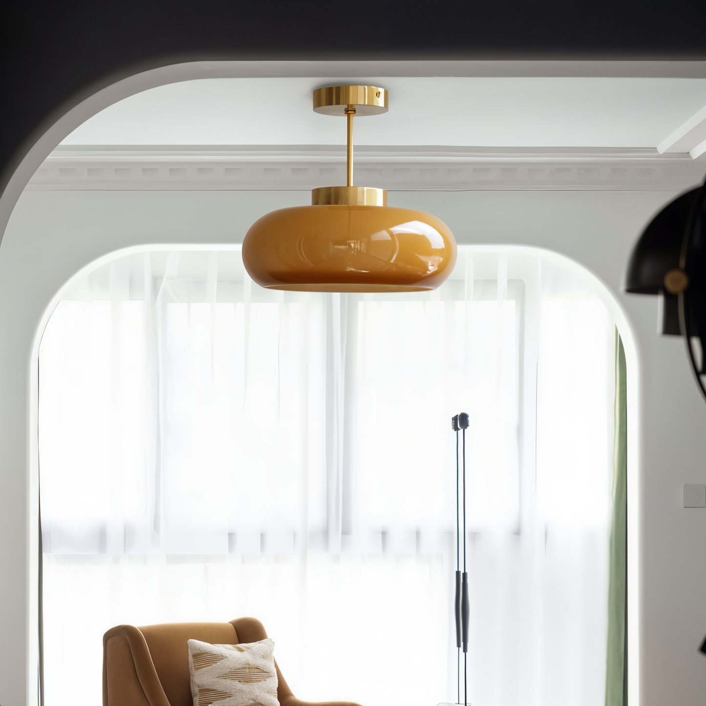 RetroGlow Deckenlampe – Gelb & Vintage-inspiriert