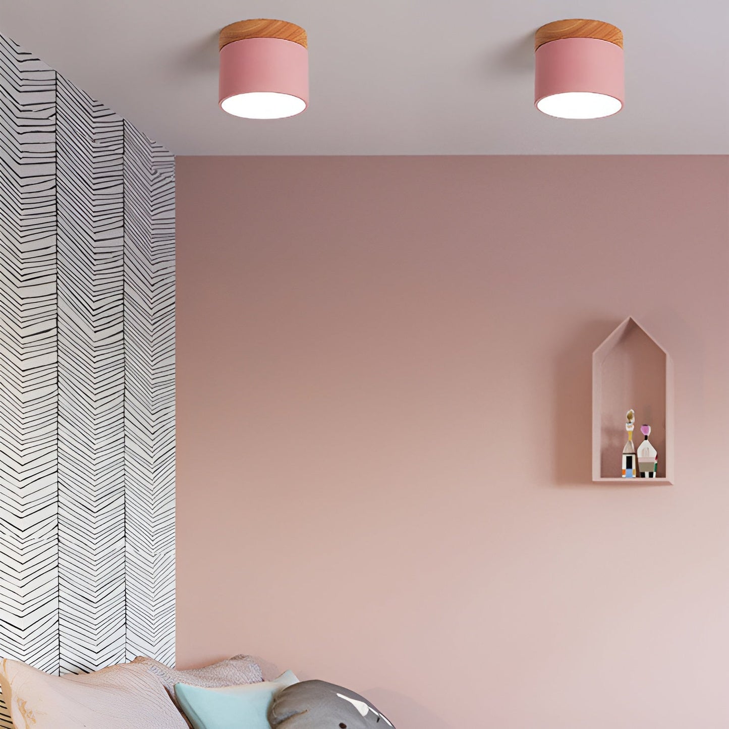 Pastel Shine - Macaron Holzmaserung Lampe