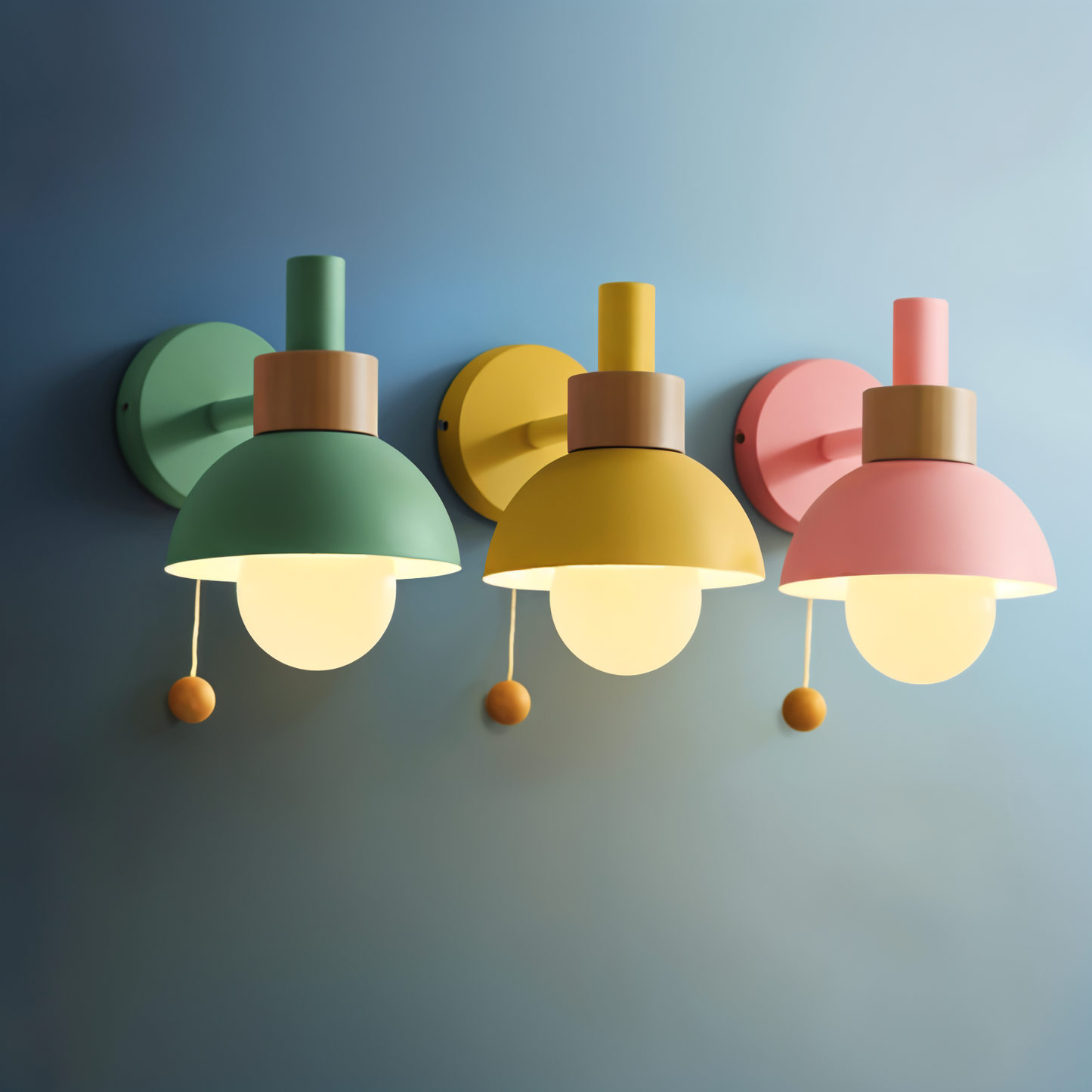 Candy Glow - Macaron-Wandleuchte aus Holz