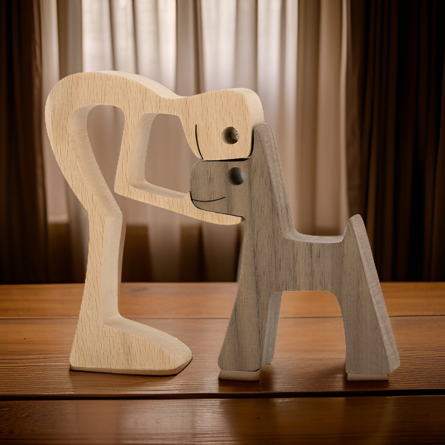 Holzfigur - Hundemann-Skulptur-Dekor