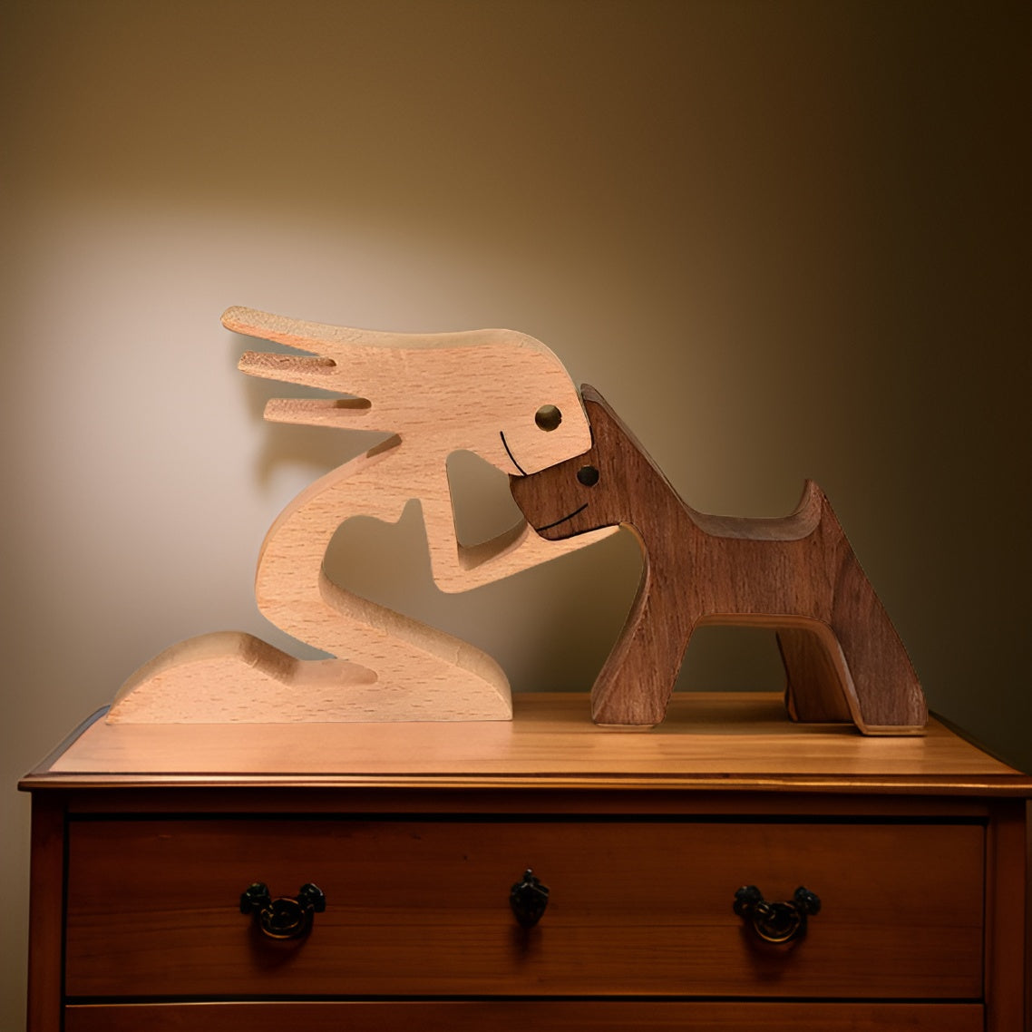 Holzfigur - Hundemann-Skulptur-Dekor