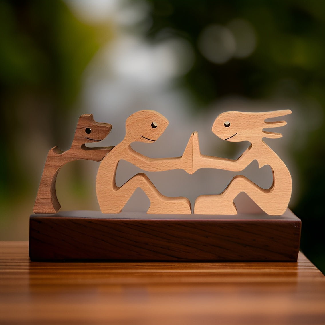 Holzfigur - Hundemann-Skulptur-Dekor