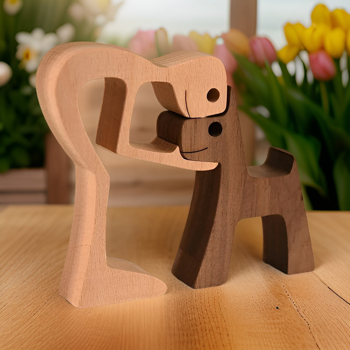 Holzfigur - Hundemann-Skulptur-Dekor