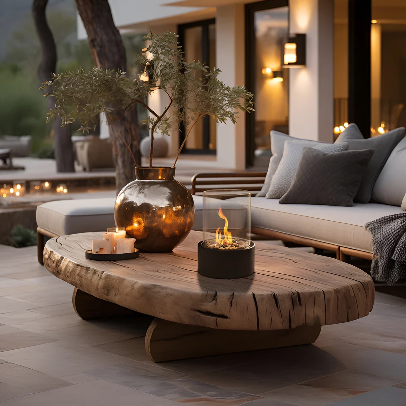 SleekFlame - Eleganter Tischkamin aus Metall und Glas