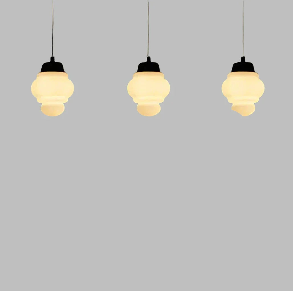 Liv – Vintage Weiße Milchglas Geometrische Pendelleuchte