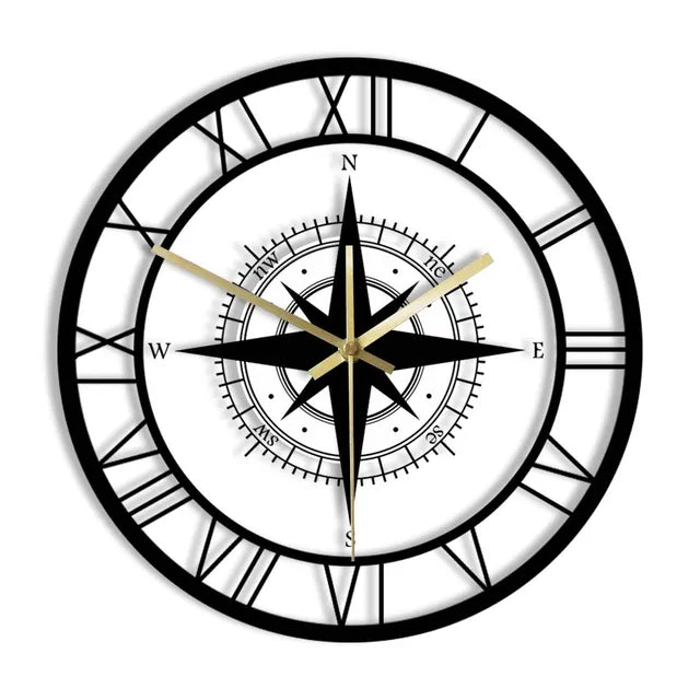 Dekorative geräuschlose Uhr mit Acrylkompass