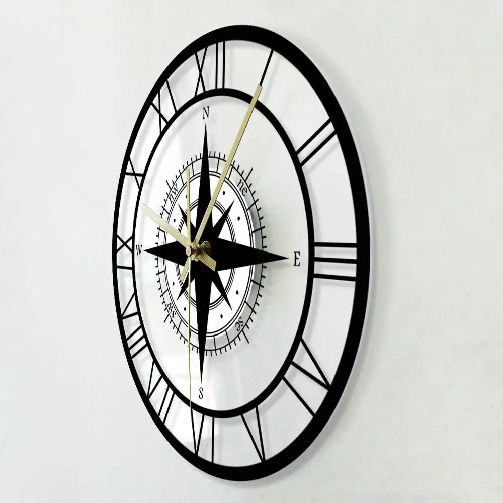 Dekorative geräuschlose Uhr mit Acrylkompass