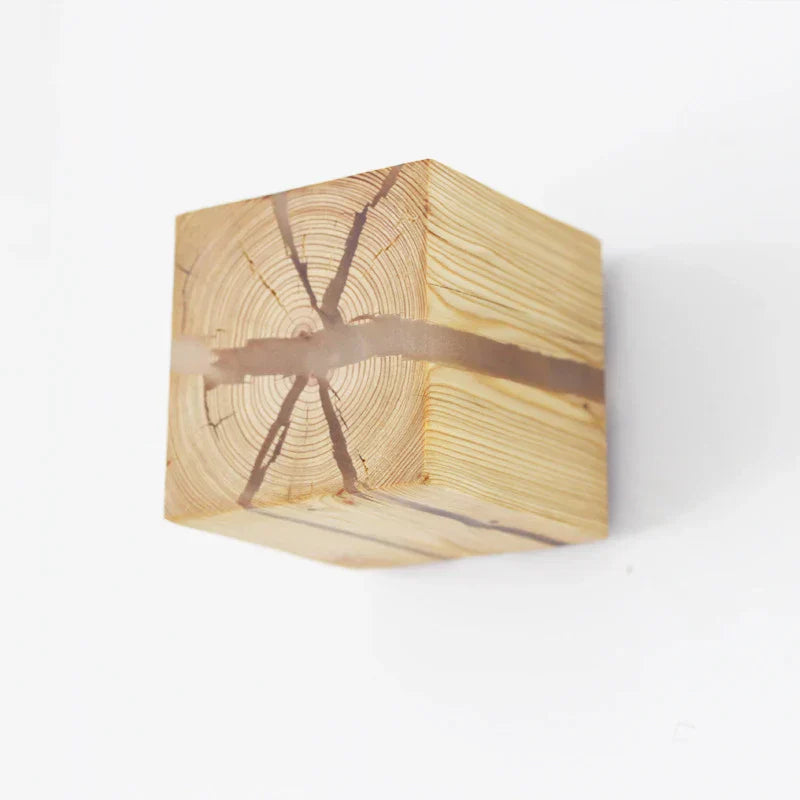 Kreative quadratische Wandleuchte aus massivem Holz für den Korridor