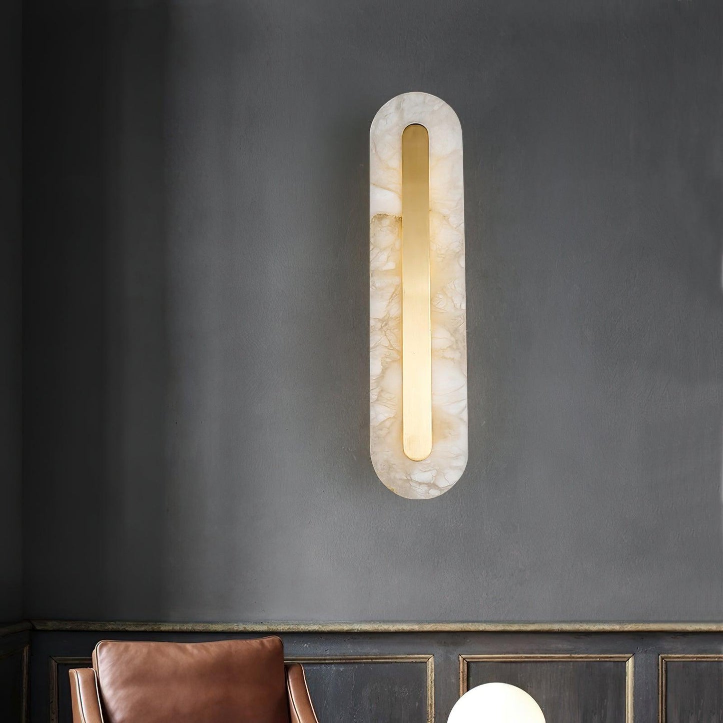 Alenya – Wandlampe aus Kupfer und Marmor