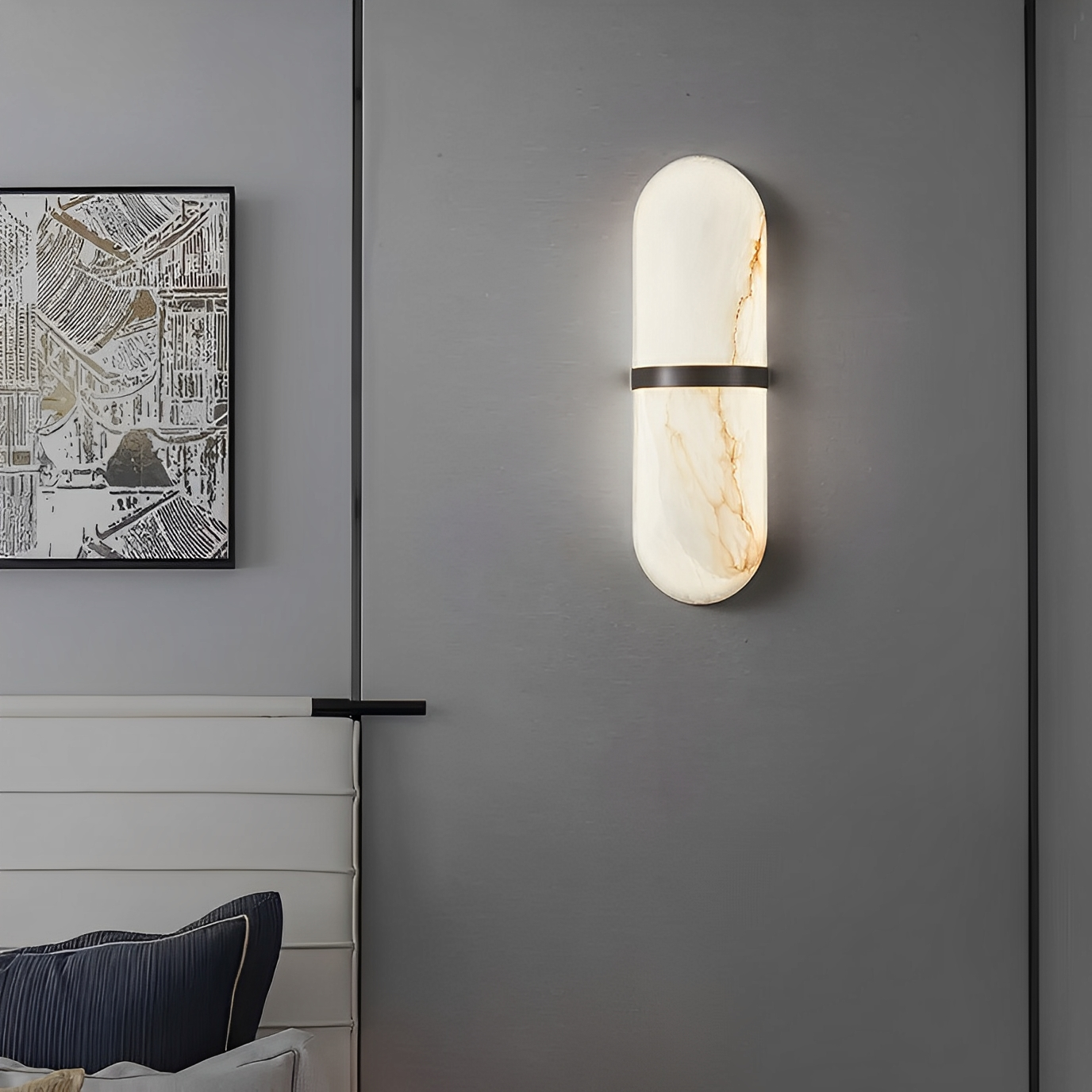 Serena – Wandlampe mit Marmor-Look im Stil des leichten Luxus