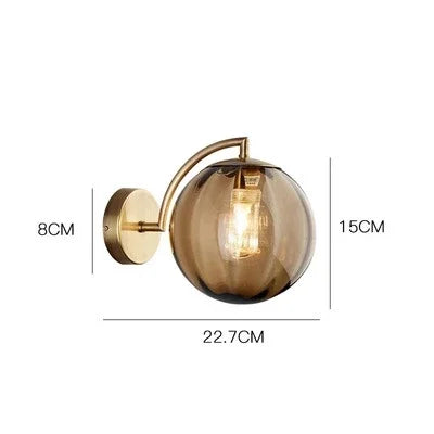 Runde moderne Nachttisch-Wandlampe aus Glas