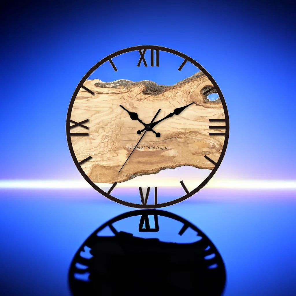 Wanduhr aus Acryl mit Holzmaserung