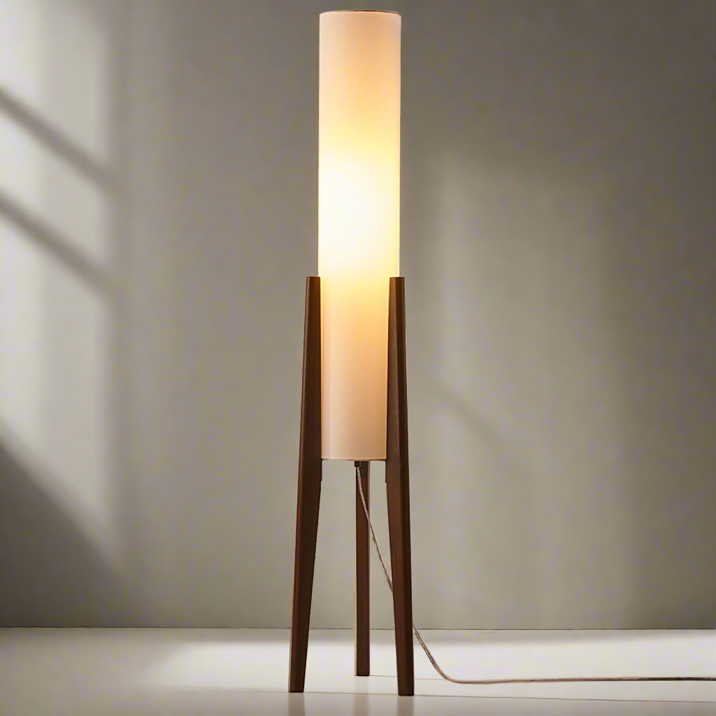 Olivia – Vintage Stehlampe aus Nussbaumholz