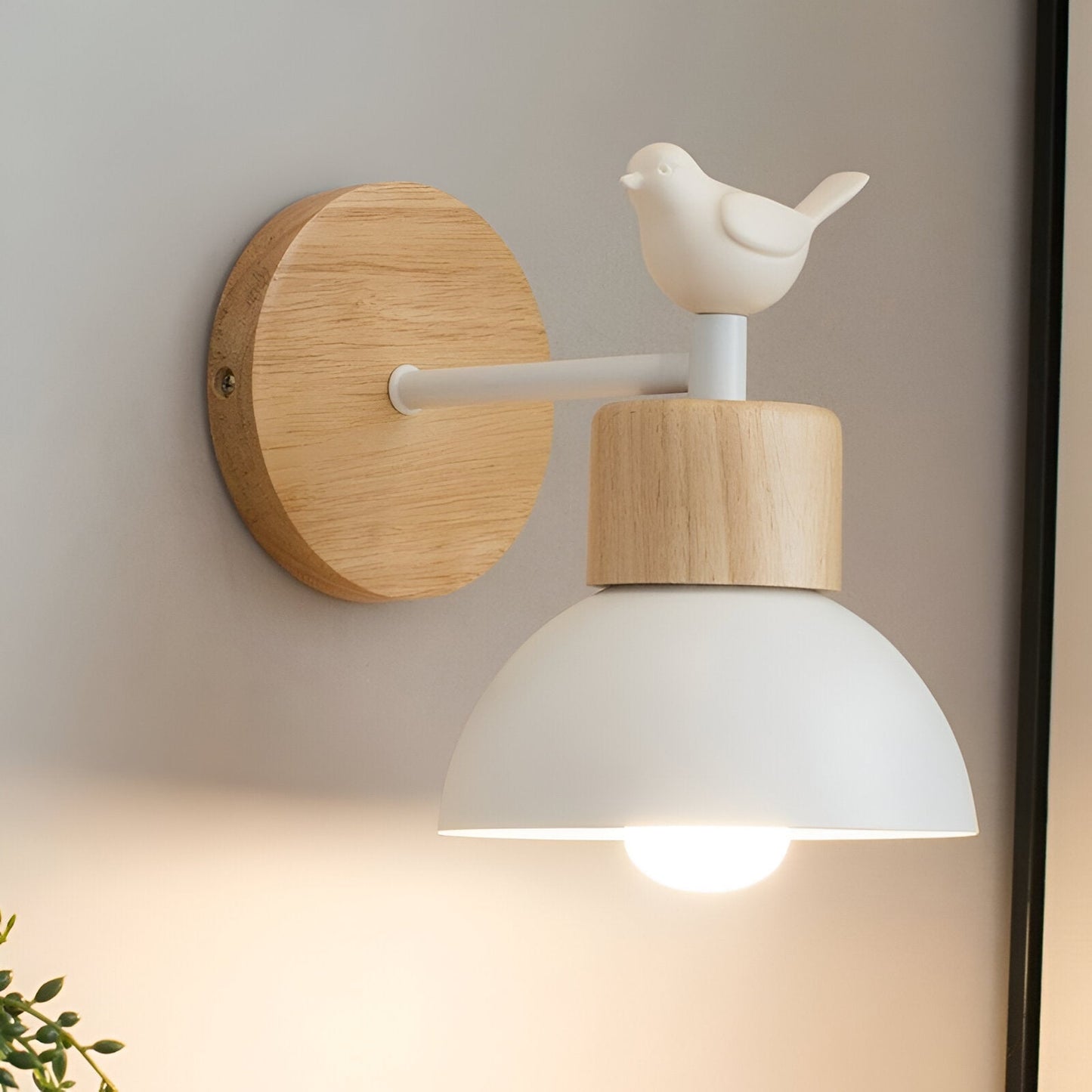 Vogel – Einfache halbkreisförmige Holz-Wandleuchte