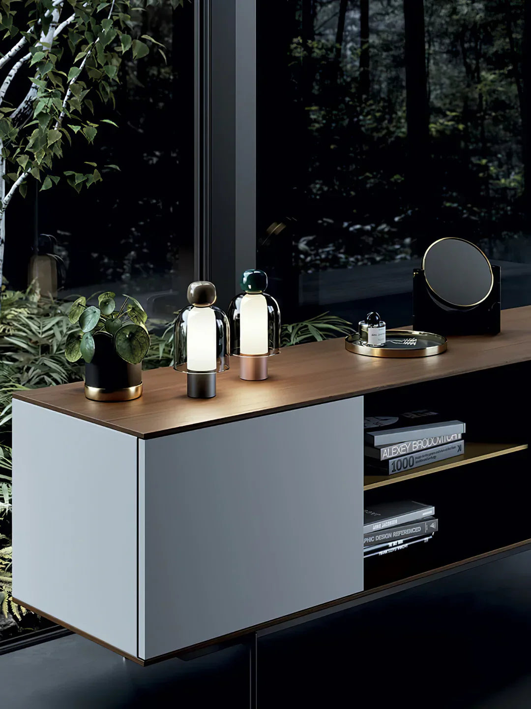 Vetra – Moderne, schlicht gestaltete Glastischlampe