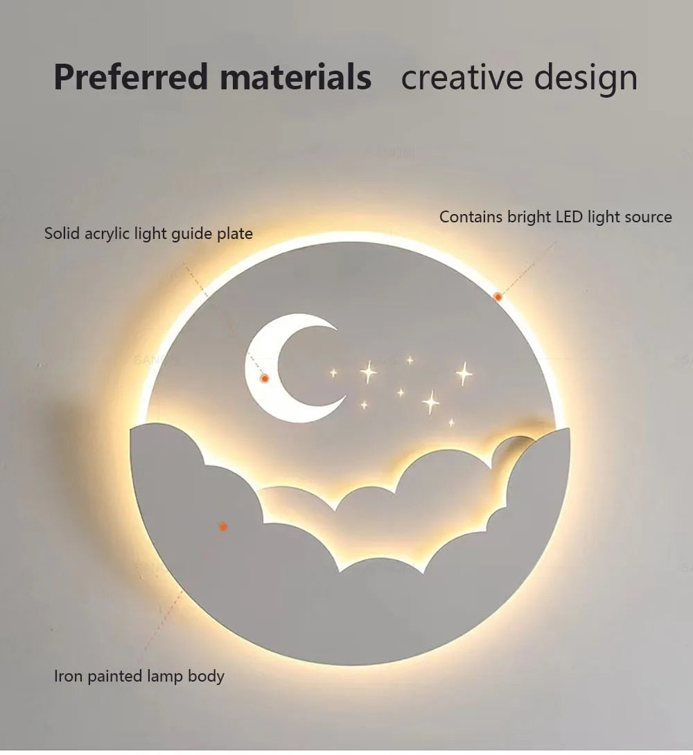 Mond Sterne Nachttisch Wandlampe