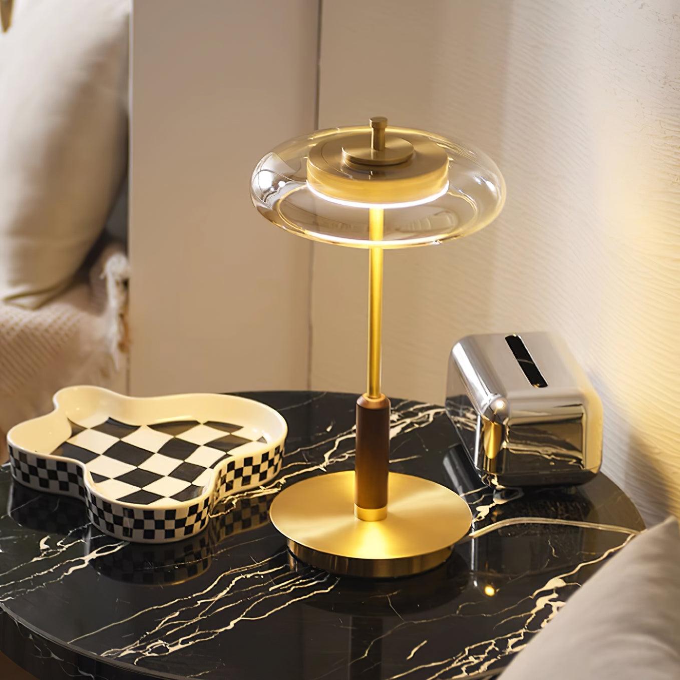 Redondo – Stilvolle LED-Tischlampe aus Metall und Glas