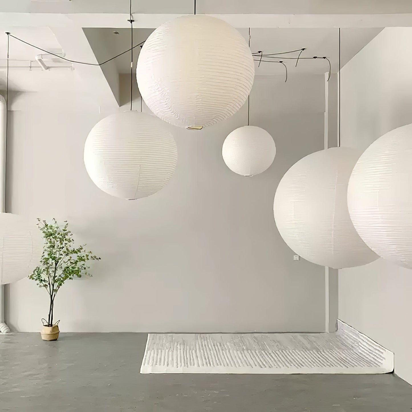Naoko – Runder LED-Leuchter aus Xuan-Papier