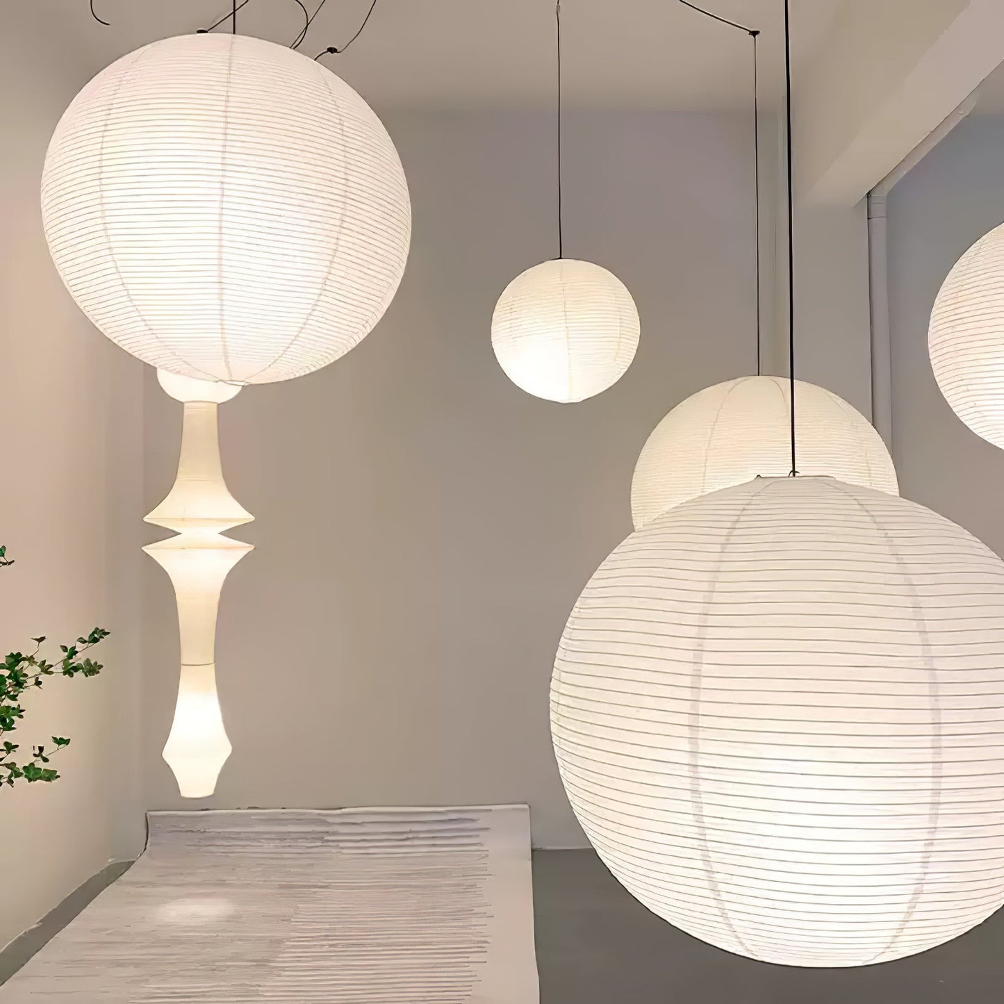 Naoko – Runder LED-Leuchter aus Xuan-Papier