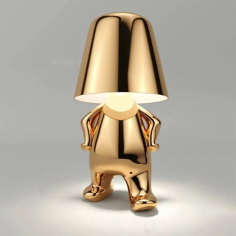 Kaori – Goldene Denker Statue Tischlampe mit USB & Berührung