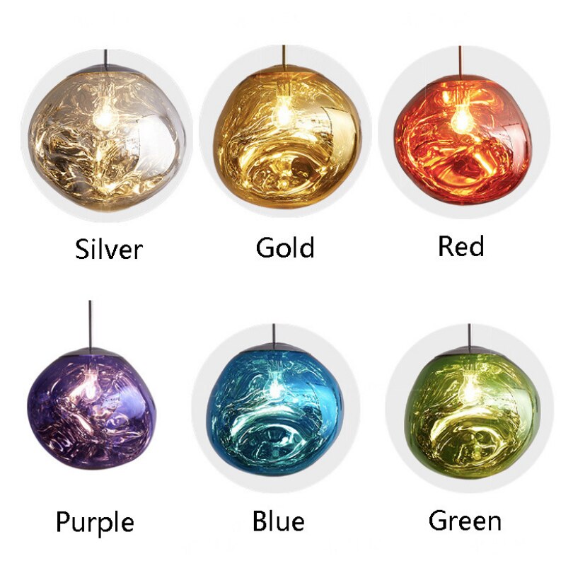 LavaGlow - LED-Pendelleuchte aus mundgeblasenem Lavaglas