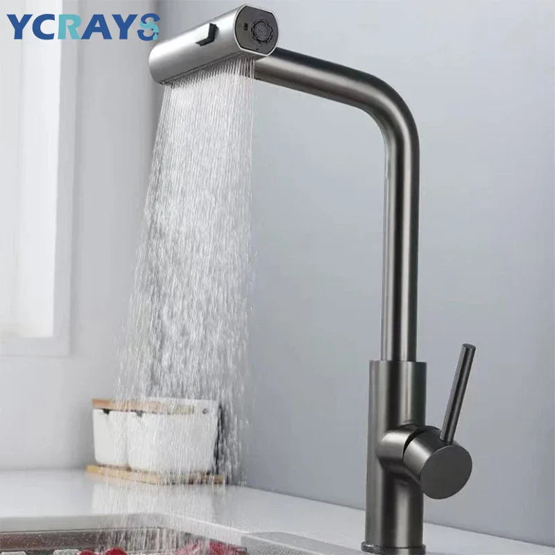 AquaGlow – Ausziehbare Küchenarmatur mit Wasserfall-Funktion